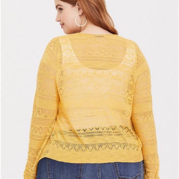 Torrid sz 1x Yellow Pointelle Drape Cardigan!!! - Picture 3 of 3